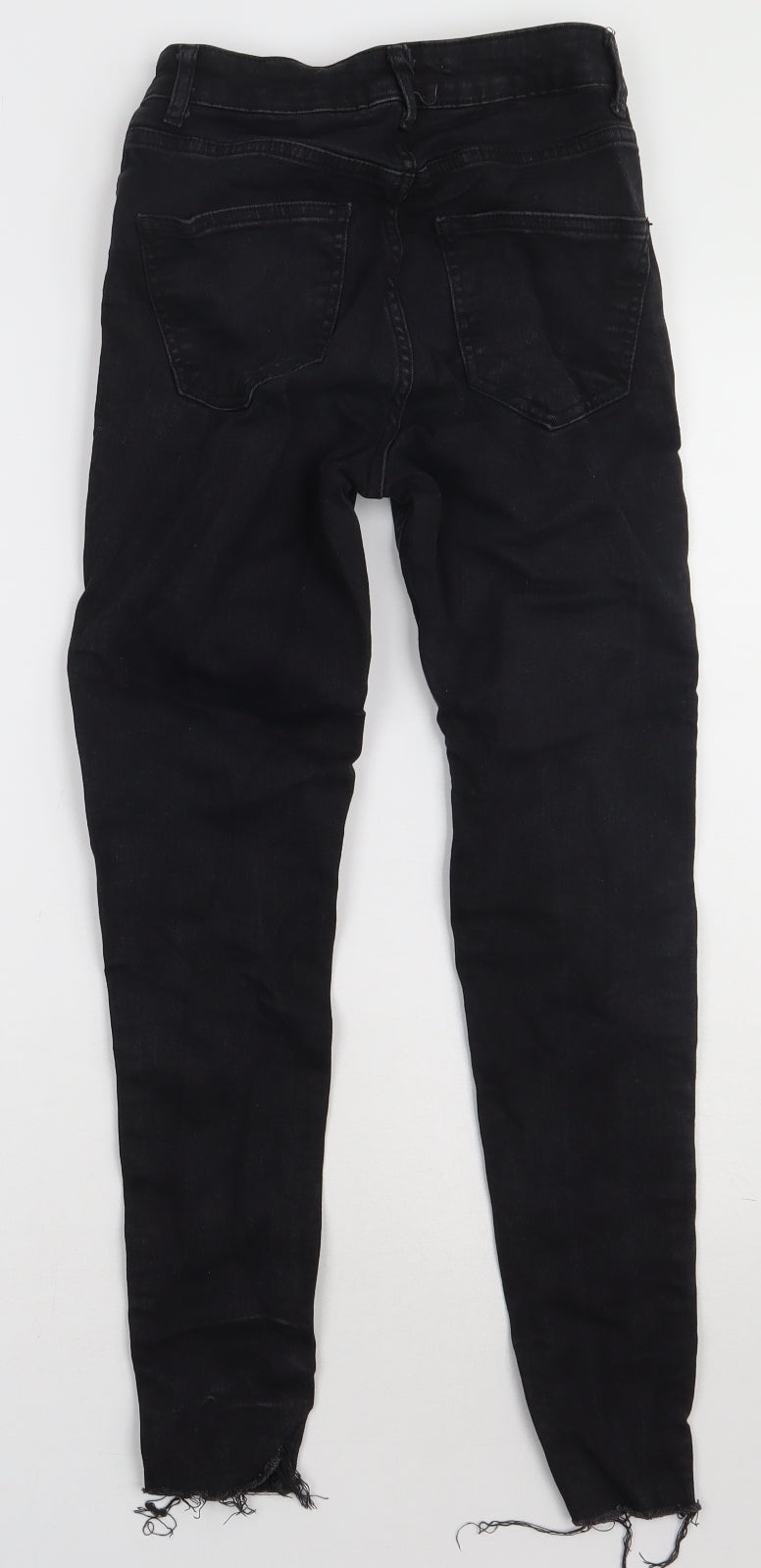 Primark Womens Black Striped Cotton Skinny Jeans Size 6 L27 in Regular Button