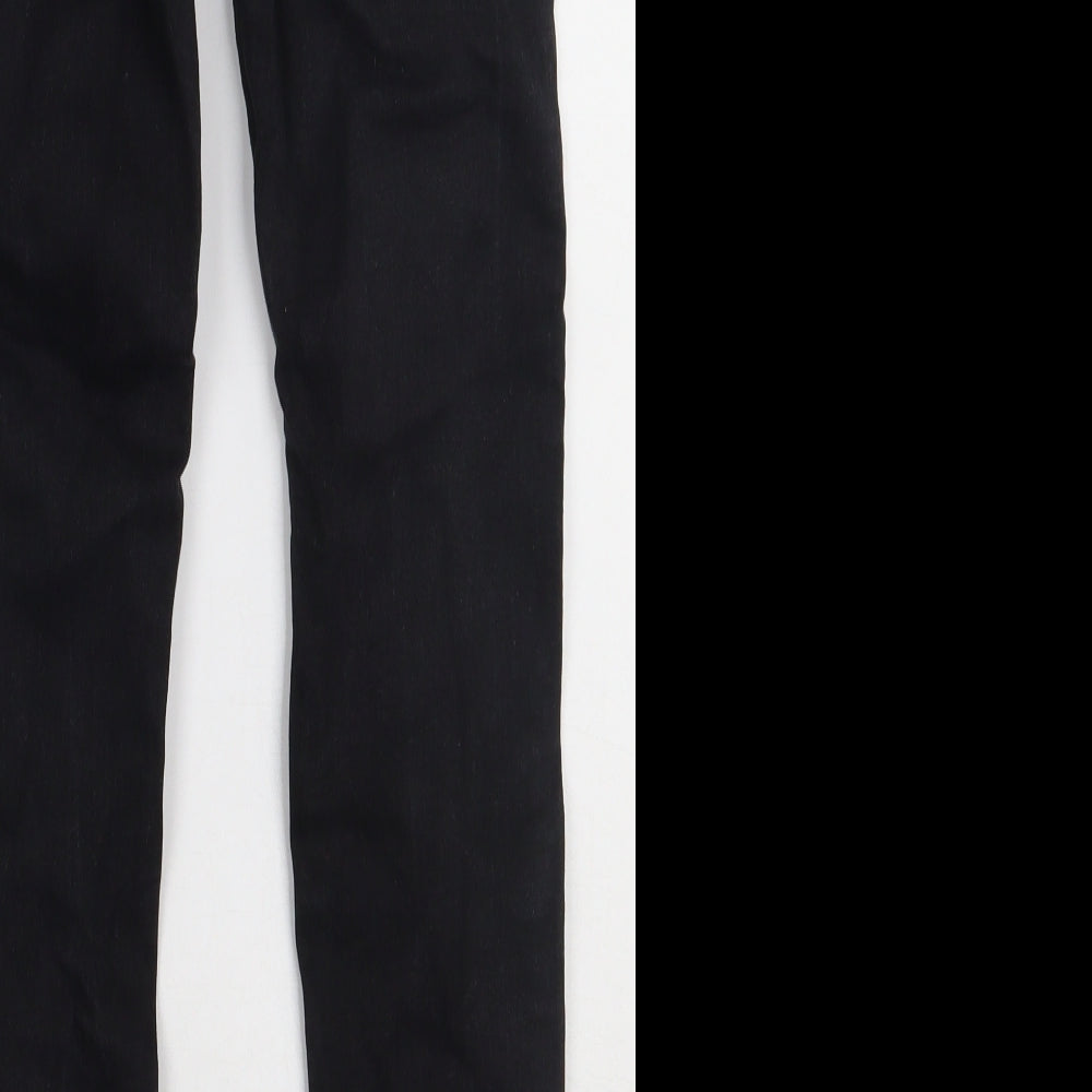 Primark Womens Black Striped Cotton Skinny Jeans Size 6 L27 in Regular Button
