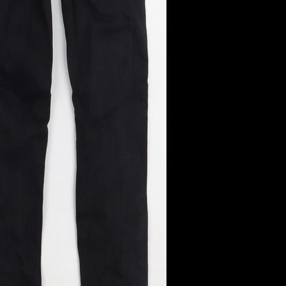 Primark Womens Black Striped Cotton Skinny Jeans Size 6 L27 in Regular Button