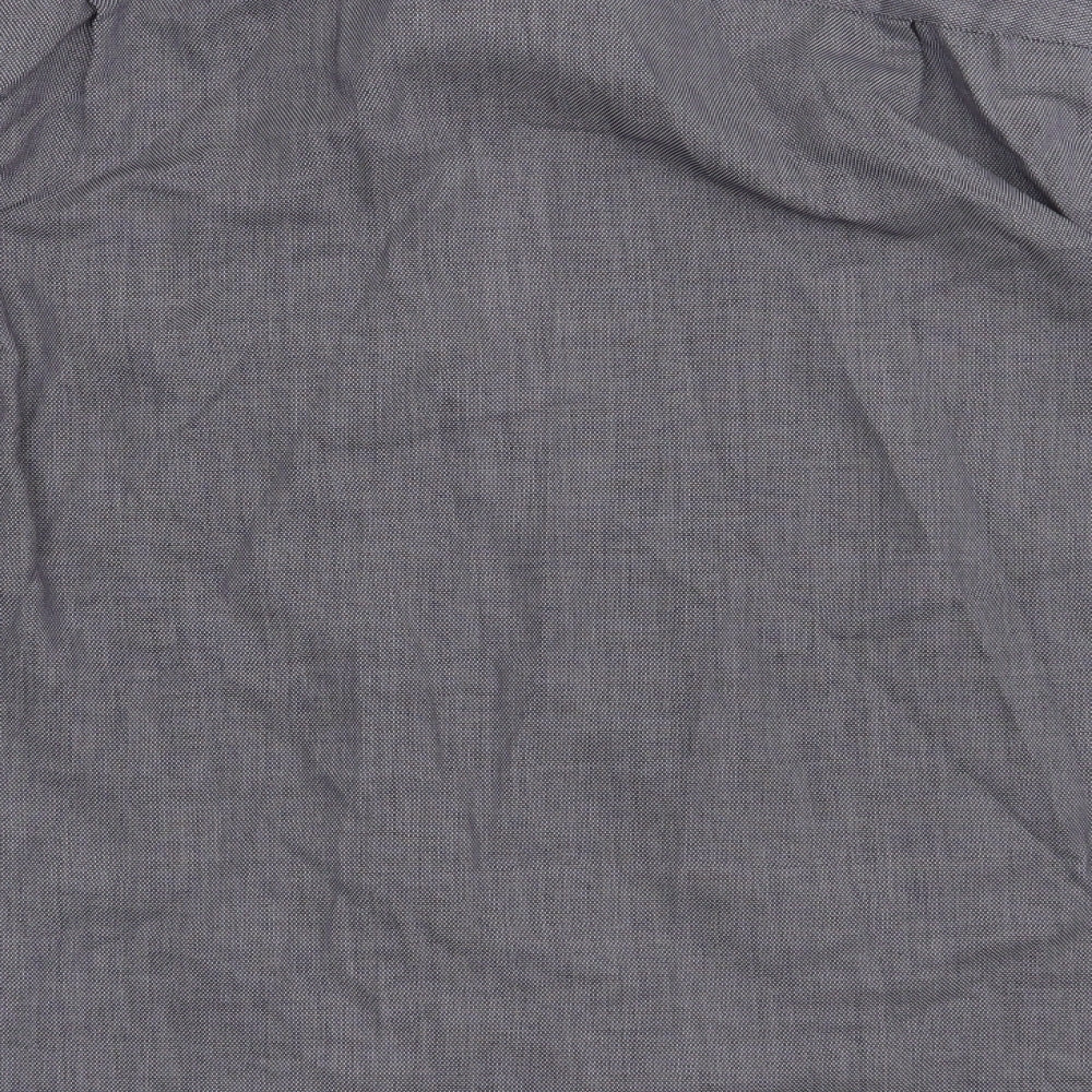 George Mens Grey  Polyester  Button-Up Size 16.5 Collared Button
