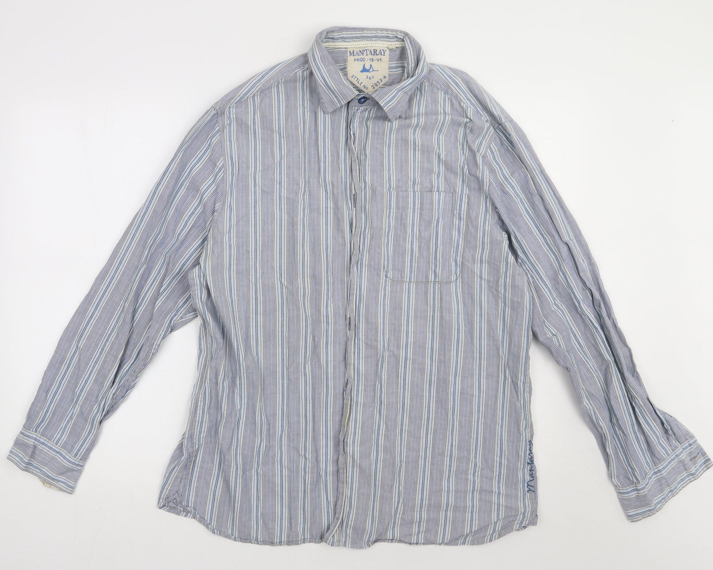 Mens UK Size L Debenhams Blue  Button-Up Long Sleeve Casual Shirt