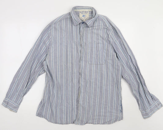 Mens UK Size L Debenhams Blue  Button-Up Long Sleeve Casual Shirt