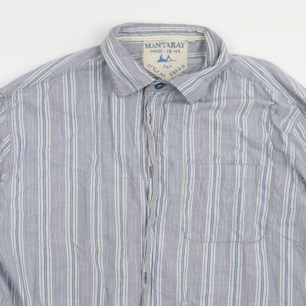 Mens UK Size L Debenhams Blue  Button-Up Long Sleeve Casual Shirt