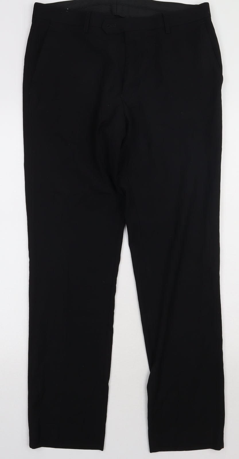 One Six Five Mens Black  Polyester Trousers  Size 32 L31 in Regular Button