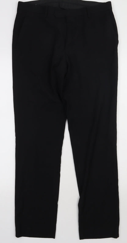 One Six Five Mens Black  Polyester Trousers  Size 32 L31 in Regular Button