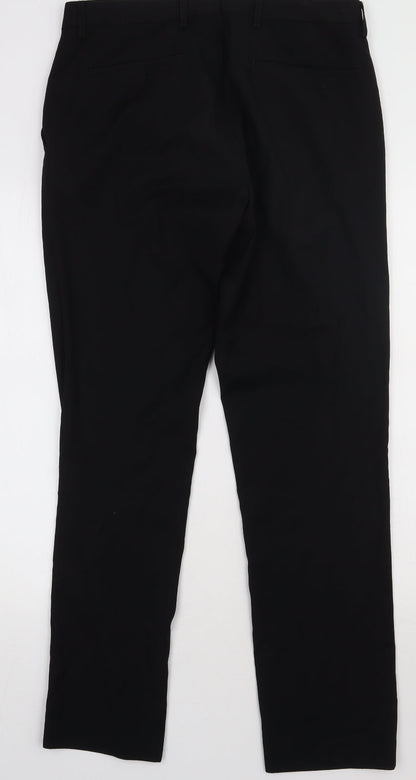 One Six Five Mens Black  Polyester Trousers  Size 32 L31 in Regular Button