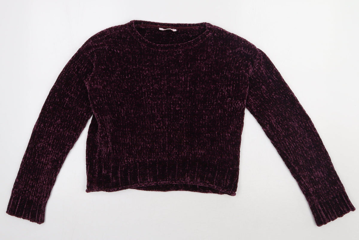 Additional front view of miss evie girls’ purple polyester pullover sweatshirt, size 11-12, years pullover