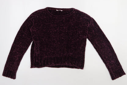 Additional front view of miss evie girls’ purple polyester pullover sweatshirt, size 11-12, years pullover