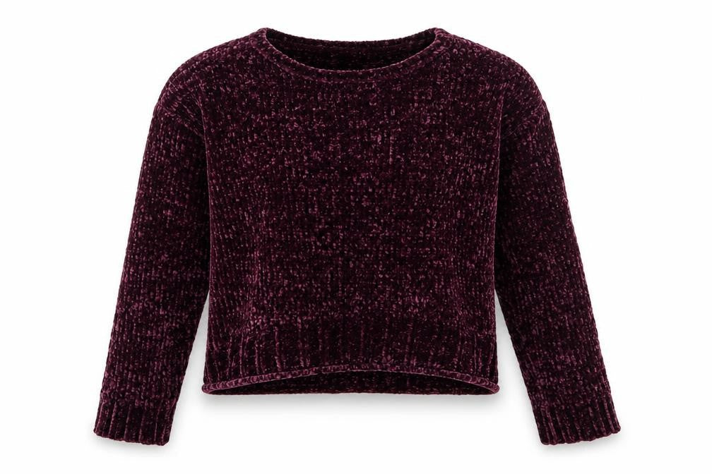 Front view of miss evie girls’ purple polyester pullover sweatshirt, size 11-12, years pullover