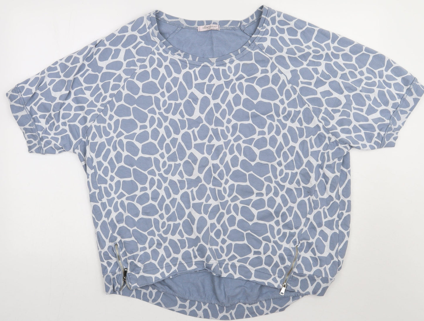 Obsession Womens Blue Animal Print Cotton  Sweatshirt Size XL  Pullover