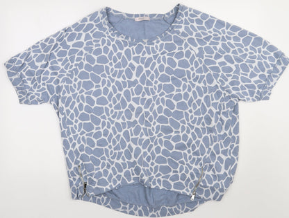 Obsession Womens Blue Animal Print Cotton  Sweatshirt Size XL  Pullover