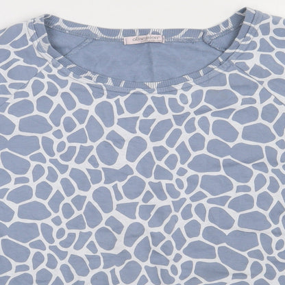 Obsession Womens Blue Animal Print Cotton  Sweatshirt Size XL  Pullover
