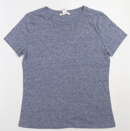 FOREVER 21 Womens Blue  Polyester Basic T-Shirt Size M Crew Neck