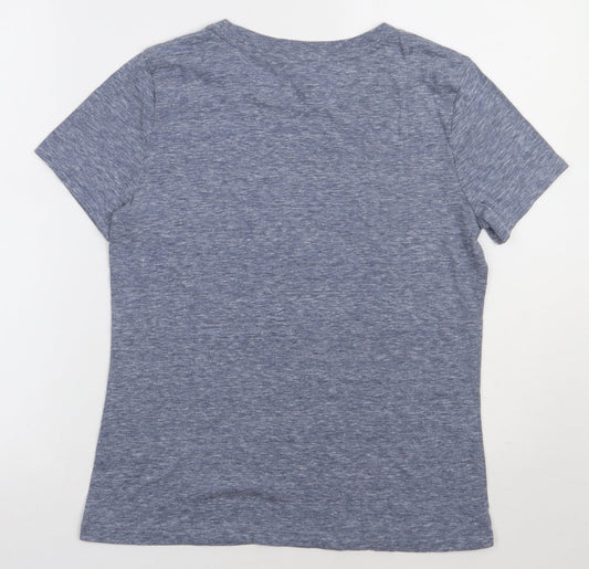 FOREVER 21 Womens Blue  Polyester Basic T-Shirt Size M Crew Neck