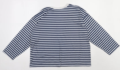 I SAW IT FIRST Womens Blue Striped Polyester Pullover Sweatshirt Size 8  Pullover