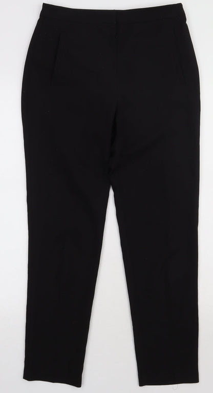 Topshop Womens Black  Polyester Trousers  Size 8 L30 in Regular Hook & Eye