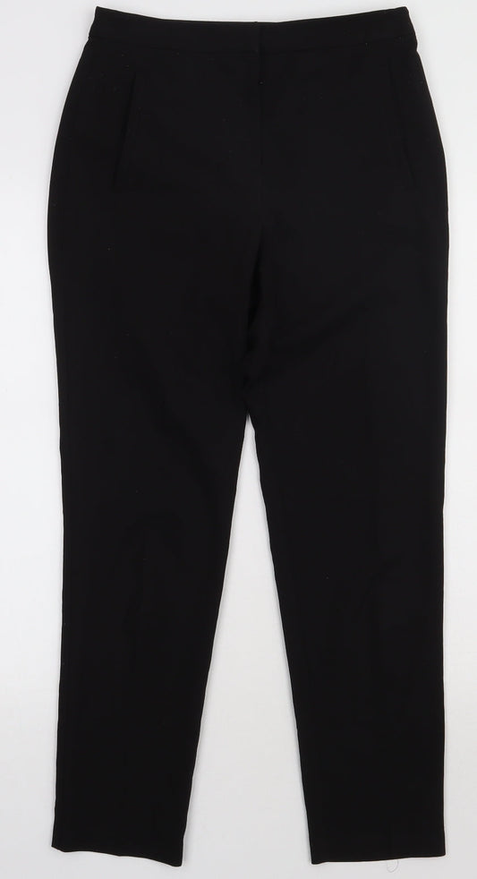 Topshop Womens Black  Polyester Trousers  Size 8 L30 in Regular Hook & Eye