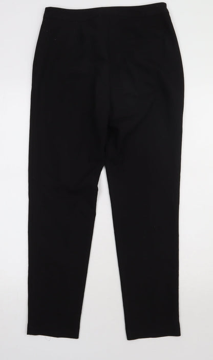 Topshop Womens Black  Polyester Trousers  Size 8 L30 in Regular Hook & Eye