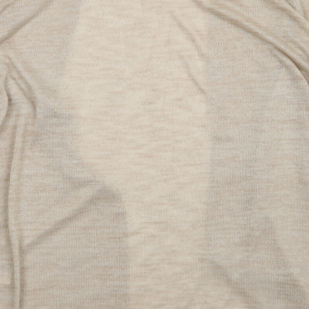 h7,m Womens Beige V-Neck  Polyester Cardigan Jumper Size S