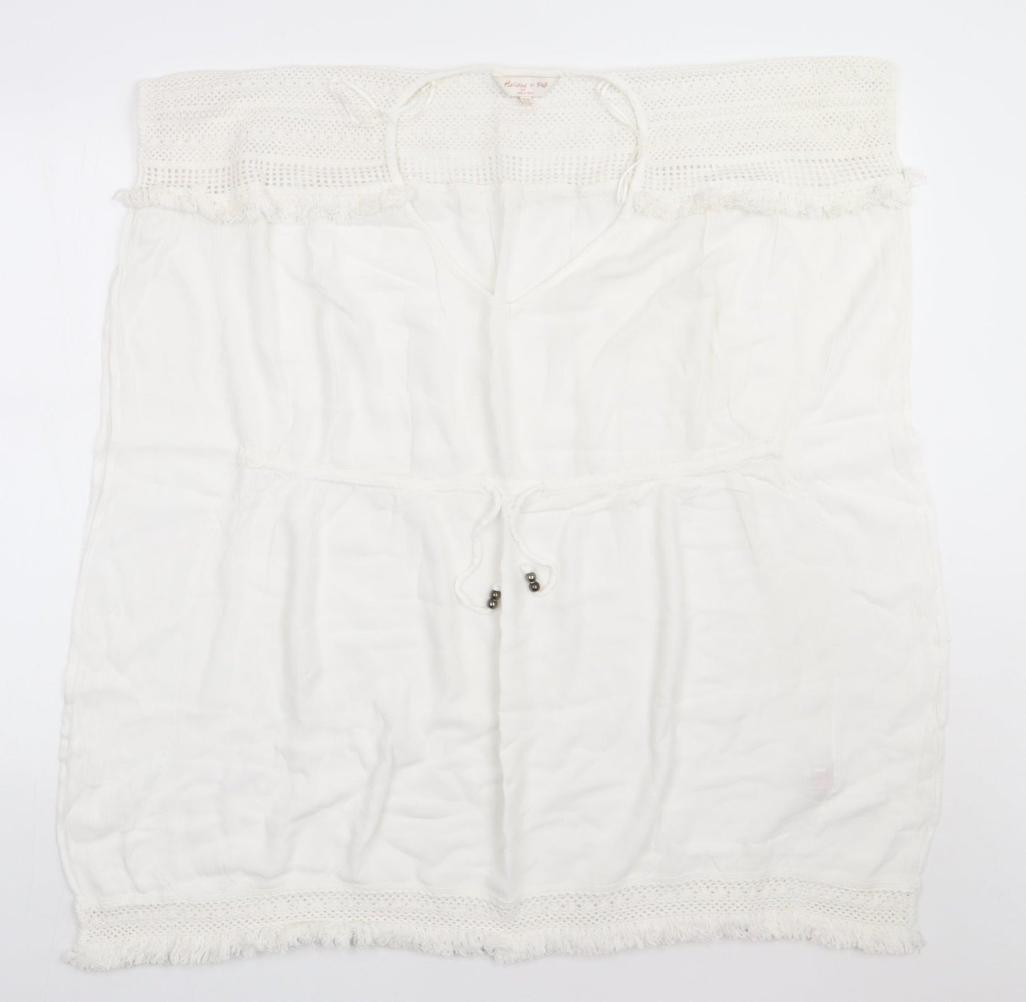 F&F Womens White  Viscose Basic T-Shirt Size XS Crew Neck - cover up