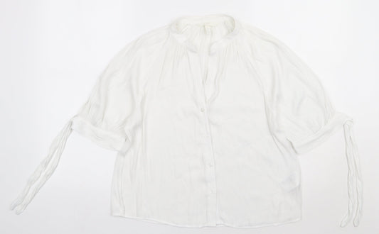 Womens UK Size 8 H&M White Basic Button-Up