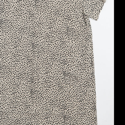 H&M Womens Brown Animal Print Viscose A-Line  Size 4  V-Neck Pullover
