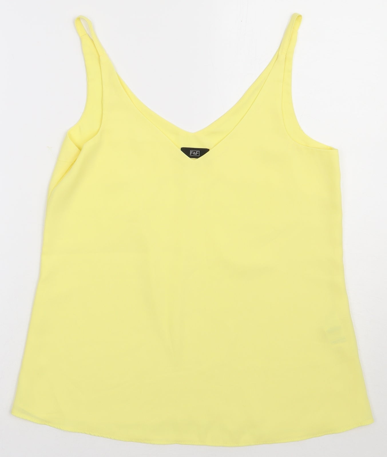 F&F Womens Yellow  Polyester Basic Tank Size 6 V-Neck