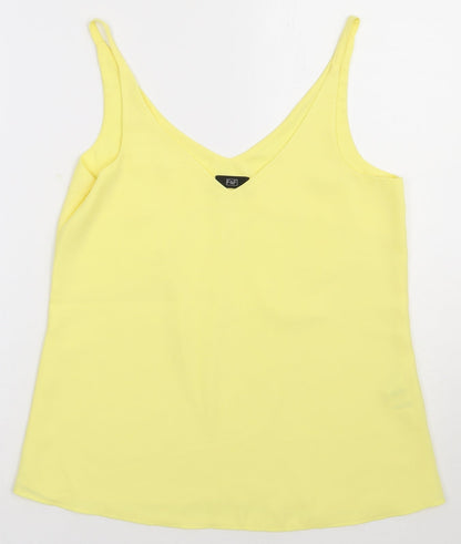 F&F Womens Yellow  Polyester Basic Tank Size 6 V-Neck