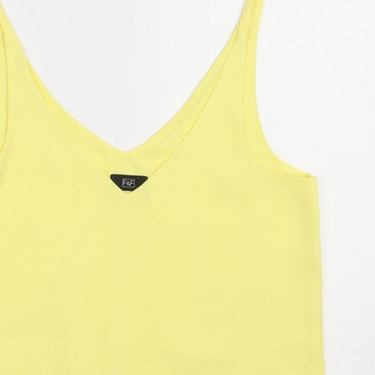 F&F Womens Yellow  Polyester Basic Tank Size 6 V-Neck