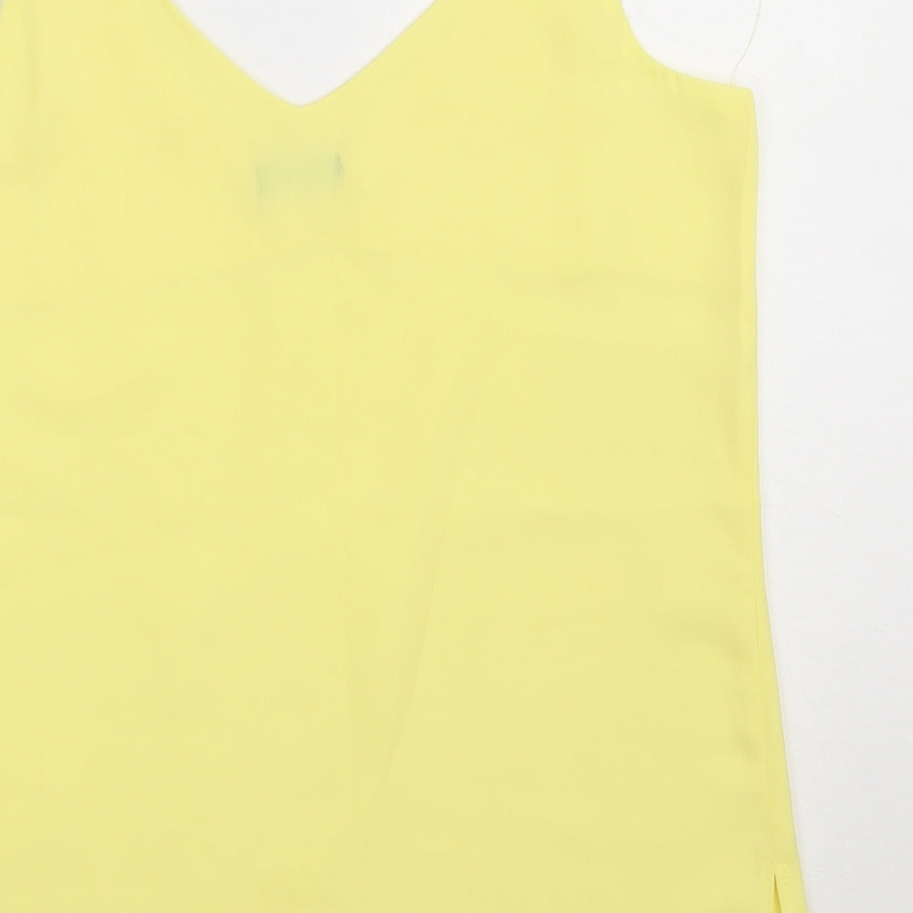 F&F Womens Yellow  Polyester Basic Tank Size 6 V-Neck