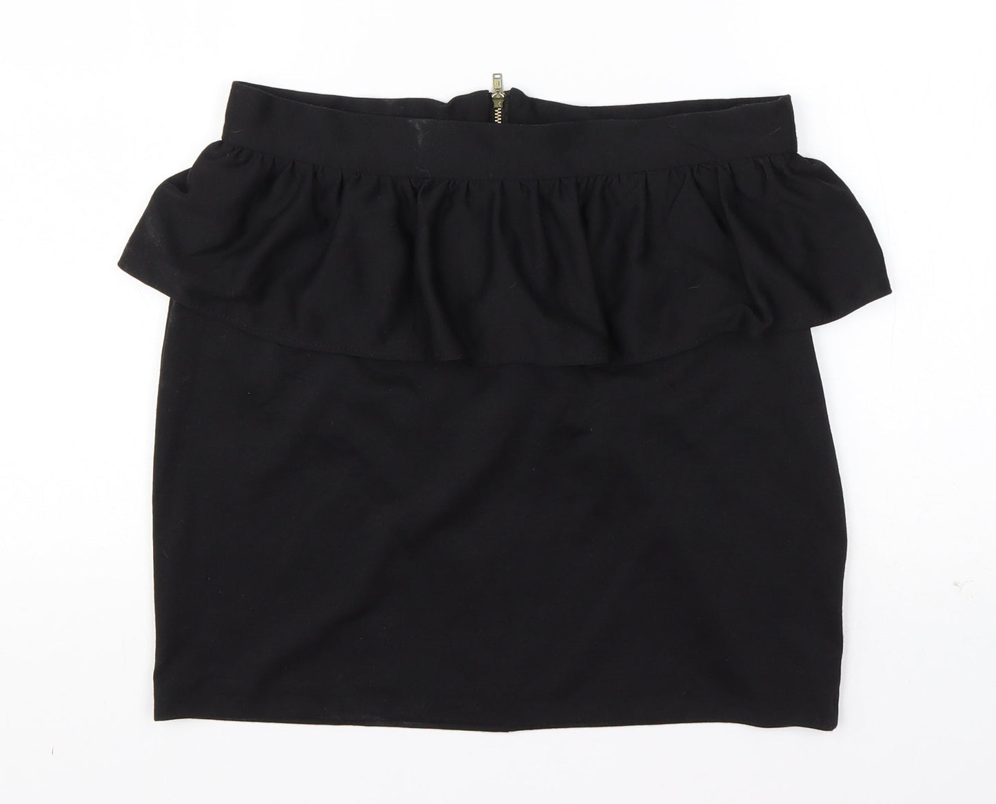 New Look Womens Black  Polyester A-Line Skirt Size 12   Zip
