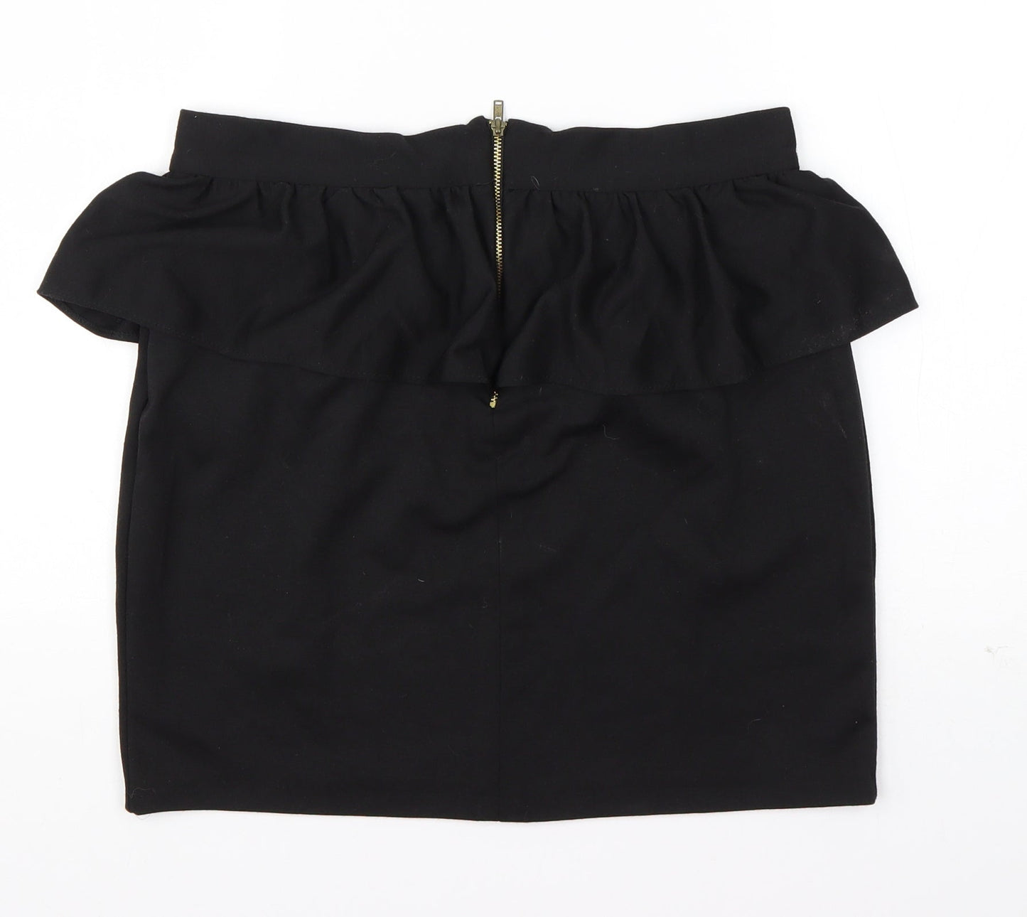 New Look Womens Black  Polyester A-Line Skirt Size 12   Zip