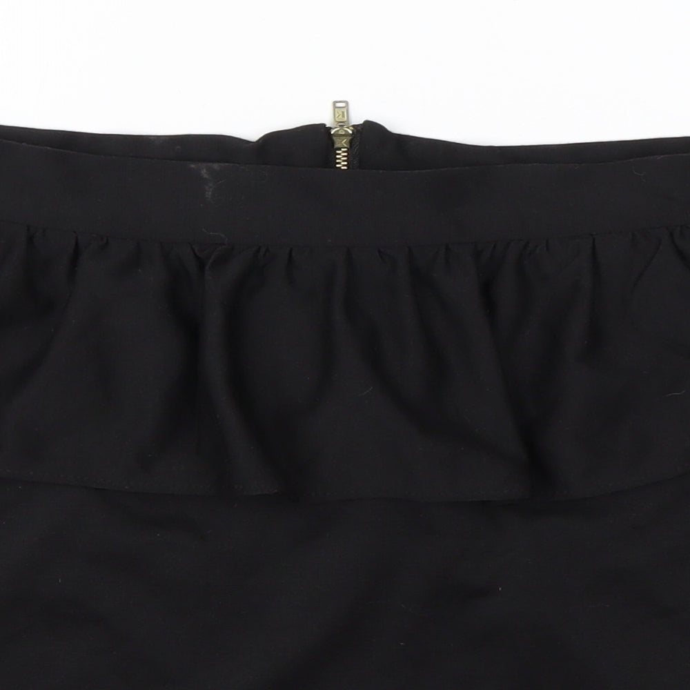 New Look Womens Black  Polyester A-Line Skirt Size 12   Zip