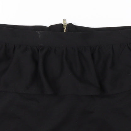 New Look Womens Black  Polyester A-Line Skirt Size 12   Zip