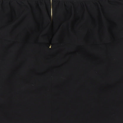 New Look Womens Black  Polyester A-Line Skirt Size 12   Zip