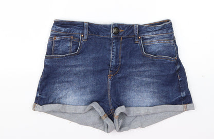 Preworn Womens Blue  Cotton Hot Pants Shorts Size 30 in  Regular Button