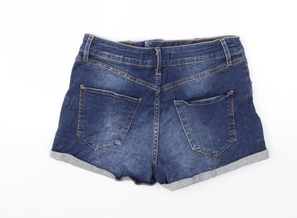 Preworn Womens Blue  Cotton Hot Pants Shorts Size 30 in  Regular Button
