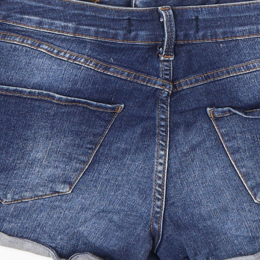 Preworn Womens Blue  Cotton Hot Pants Shorts Size 30 in  Regular Button