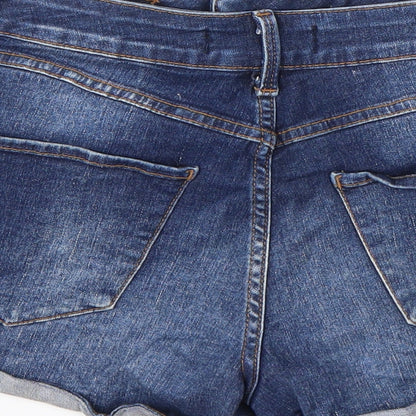 Preworn Womens Blue  Cotton Hot Pants Shorts Size 30 in  Regular Button