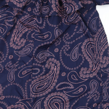 Primark Womens Blue Paisley Polyester A-Line  Size 12  Off the Shoulder Pullover