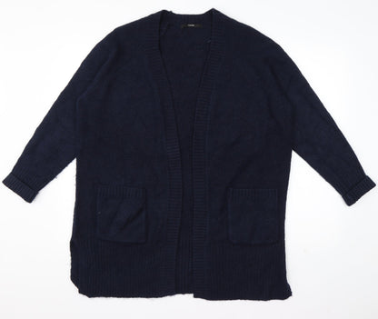 George Womens Blue V-Neck  Acrylic Cardigan Jumper Size M