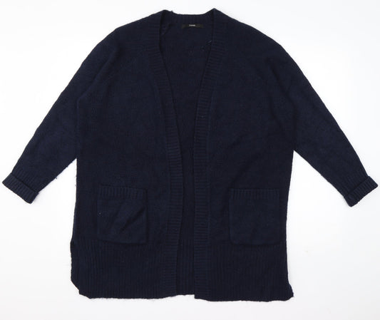 George Womens Blue V-Neck  Acrylic Cardigan Jumper Size M