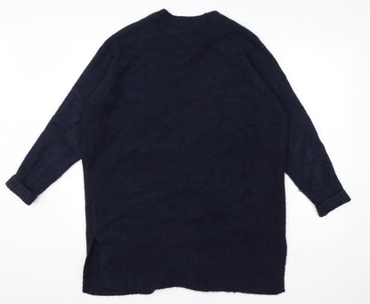 George Womens Blue V-Neck  Acrylic Cardigan Jumper Size M