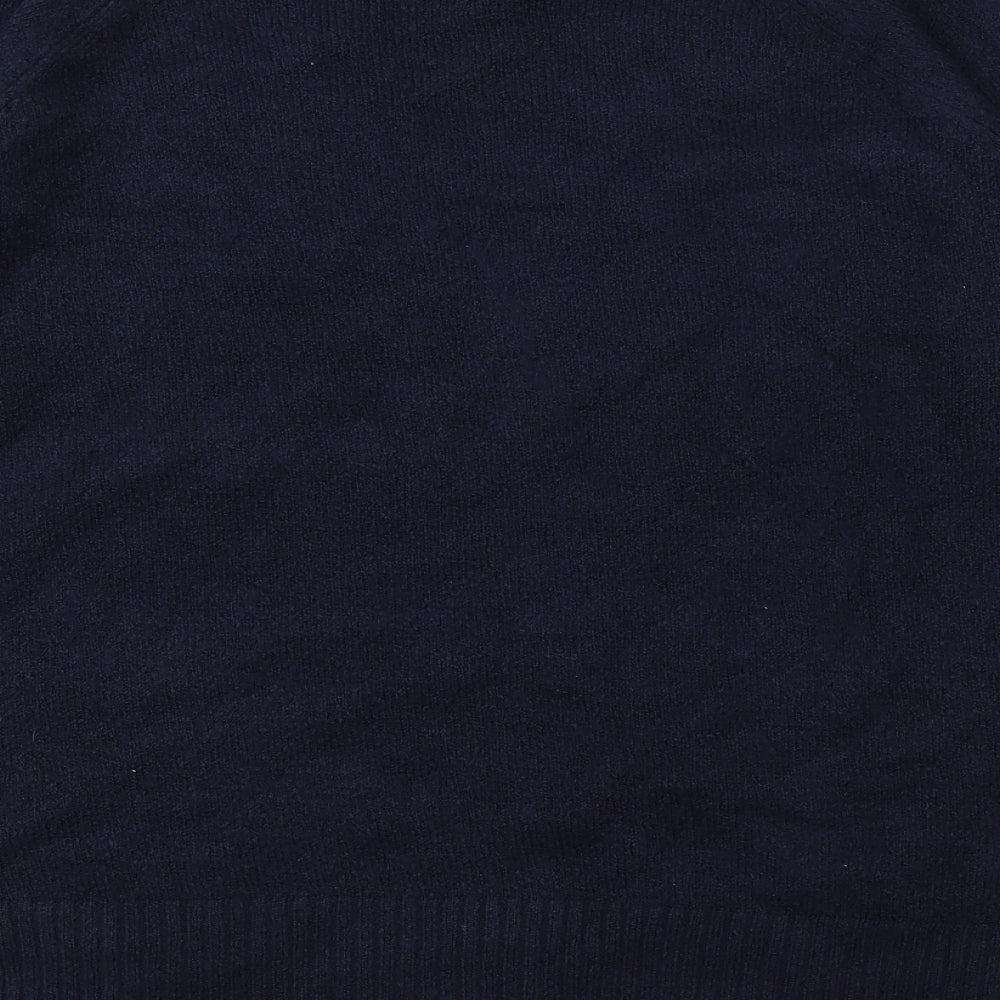 George Womens Blue V-Neck  Acrylic Cardigan Jumper Size M