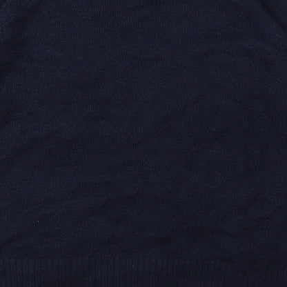 George Womens Blue V-Neck  Acrylic Cardigan Jumper Size M