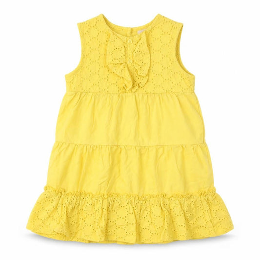 Mini Club Girls Yellow  Cotton T-Shirt Dress  Size 18-24 Months  Round Neck Pullover
