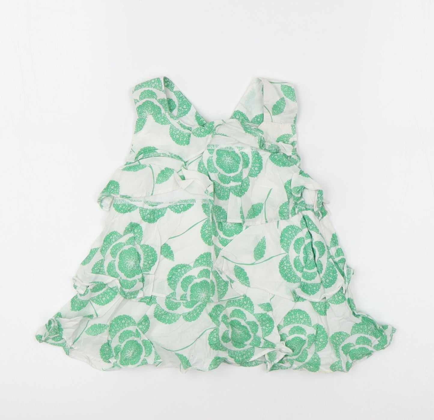 Rocha Little Rocha Girls Green Floral Cotton Basic Tank Size 18-24 Months Round Neck Pullover