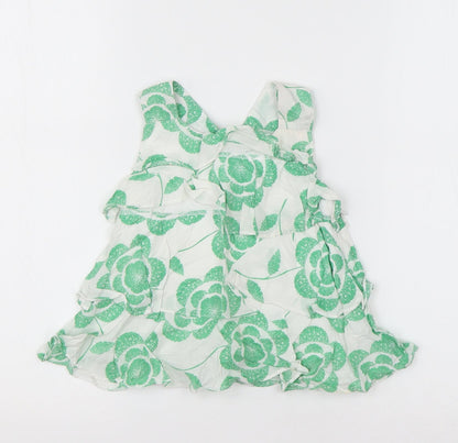 Rocha Little Rocha Girls Green Floral Cotton Basic Tank Size 18-24 Months Round Neck Pullover