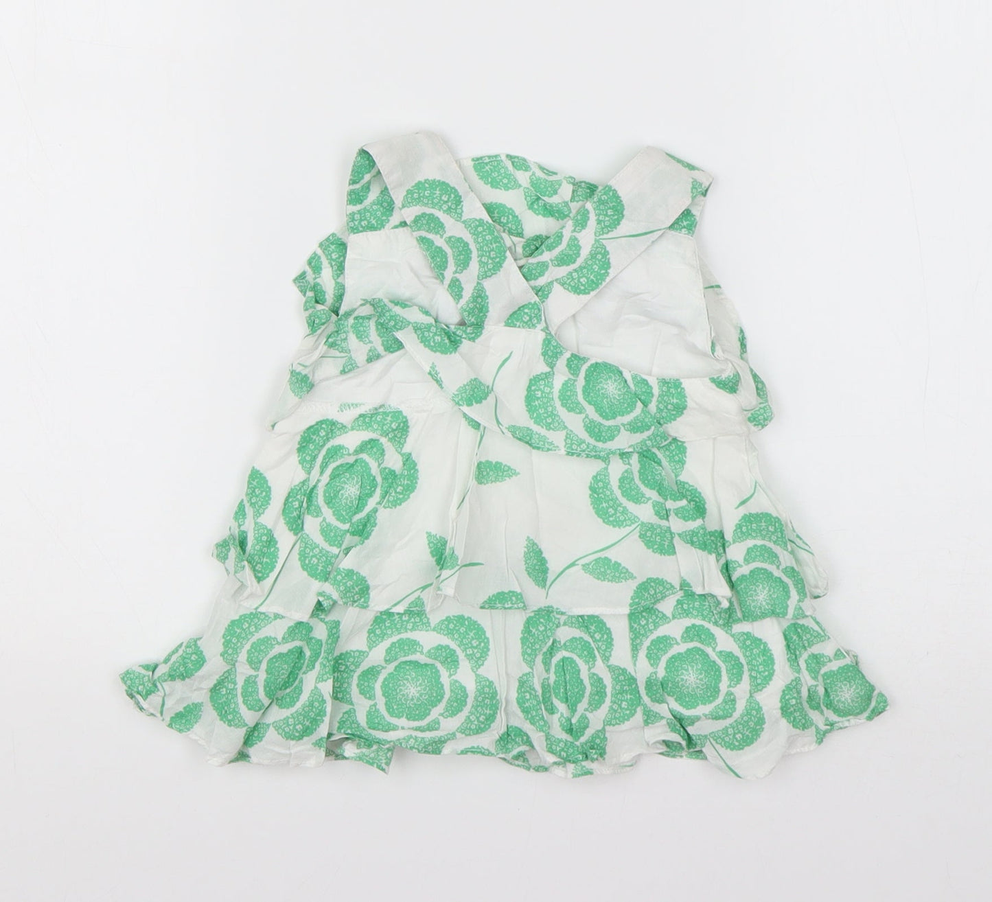Rocha Little Rocha Girls Green Floral Cotton Basic Tank Size 18-24 Months Round Neck Pullover