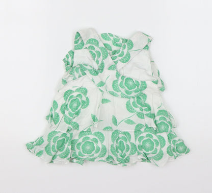 Rocha Little Rocha Girls Green Floral Cotton Basic Tank Size 18-24 Months Round Neck Pullover